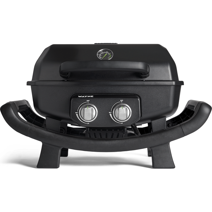 BURNHARD® WAYNE 2-Brenner Balkongrill – Tragbarer Gasgrill mit 4,4 kW, 2 Grillzonen, bis 390 °C, Gusseisenroste & Abdeckhaube - Camper Edition - Multi-Color - #946919