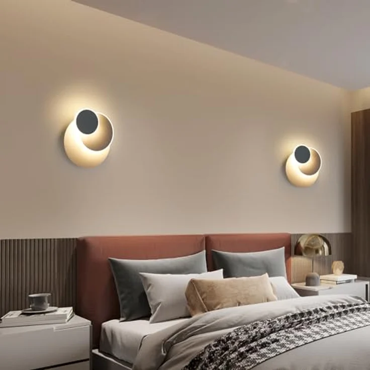 Goeco LED Wandleuchte LED runde Wandleuchte, schlichte Innenleuchte, 17W, Warmweiß, 350 Grad Drehwinkel, keine separate Glühbirne erforderlich – Bild 4