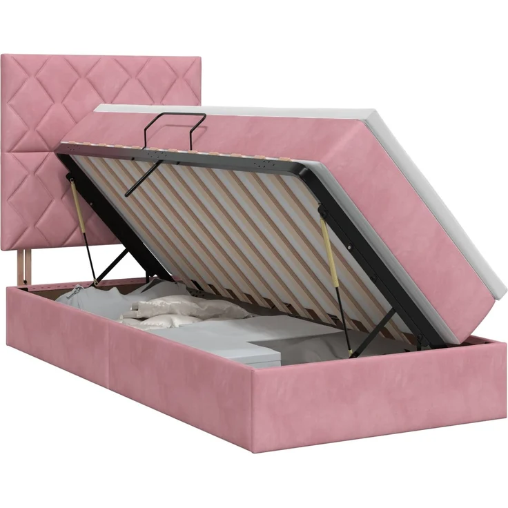 vidaXL Aufbewahrungsbett mit Matratze Rosa 90 x 200 cm Samt 3459728 – Bild 2