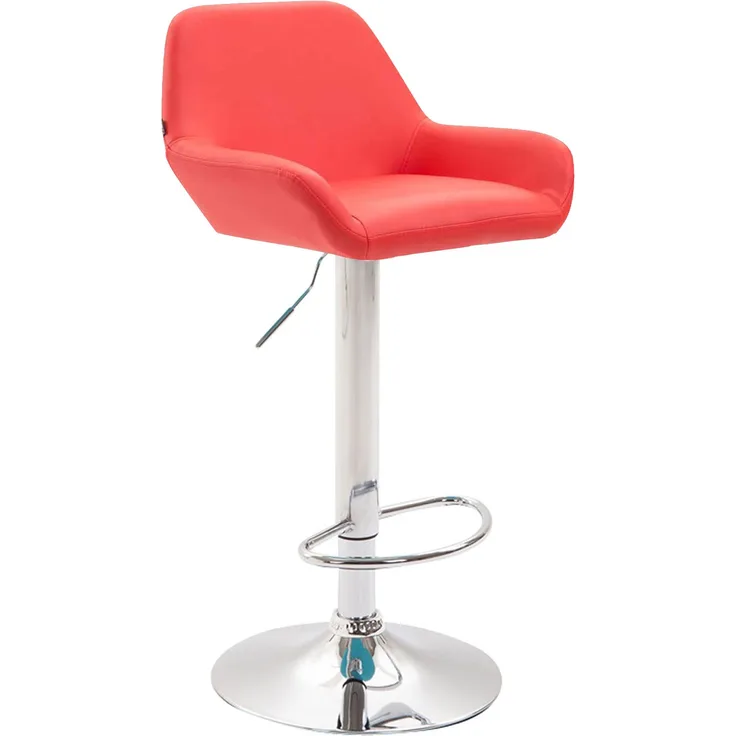 DELUKE® Barhocker DUBLIN - Rot, Kunstleder, Chrom Barhocker mit Lehne Barstuhl Tresenhocker Tresenstuhl Kneipenhocker Kneipenstuhl
