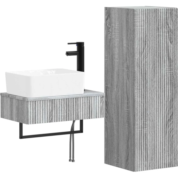 vidaXL Badezimmerschrank-Set 2 stk. Grau Sonoma 33 x 34,5 x 100 cm 3406109 – Bild 2
