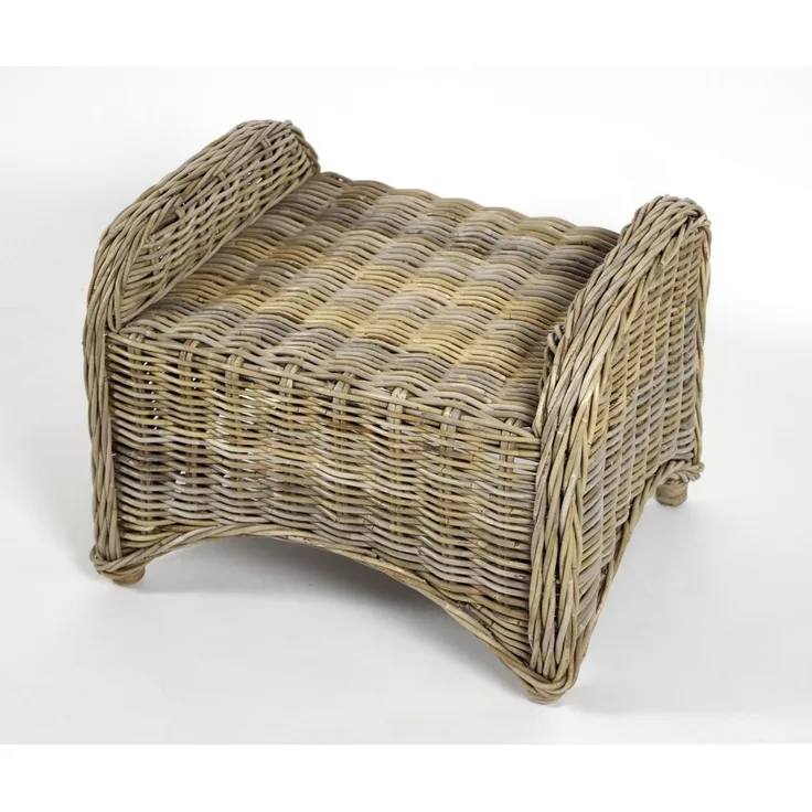 Kobolo Sitzwürfel CARDIFF Hocker Rattan grau mit Kissen H 38 cm (kubu-grey, Höhe 38cm)