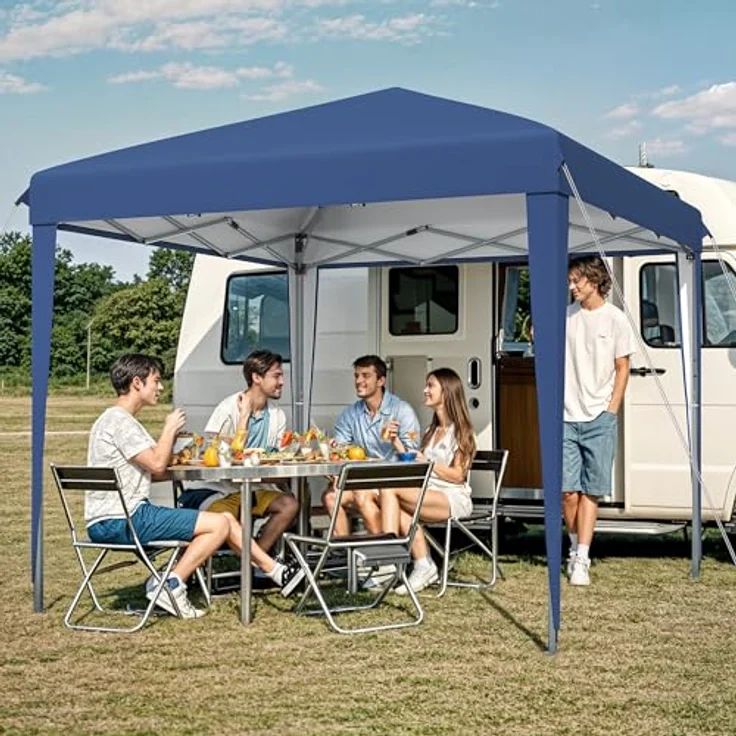 YITAHOME Pavillon 3 m x 3 m, Pop-up-Zelt mit Aufbewahrungstasche, 4 x Sandsäcke,vollständig wasserdicht, zusammenklappbarer Unterstand für Hochzeiten, Partys im Freien, Camping(blau) – Bild 6