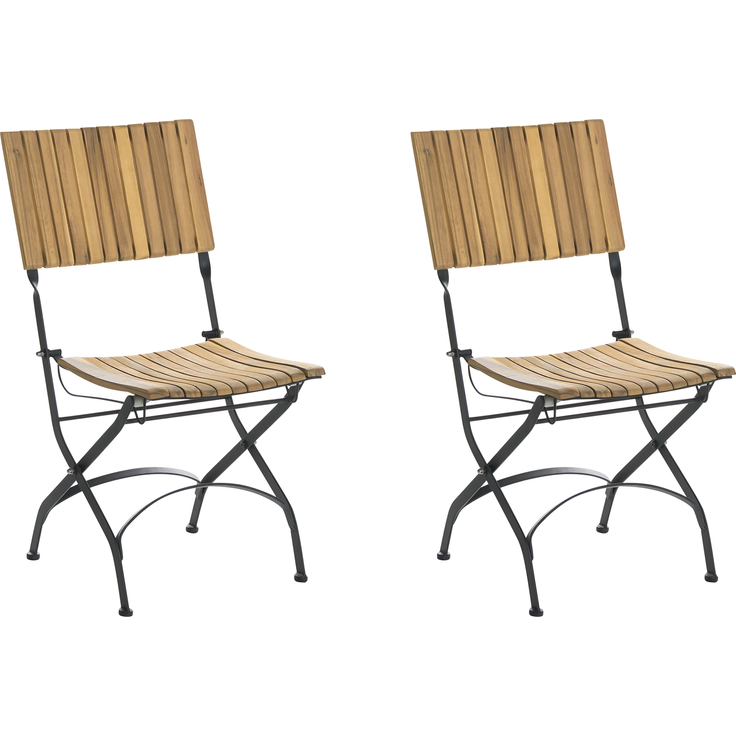 Gartenstuhl 2er Set LASCARI ohne Armlehnen Akazienholz Hellbraun