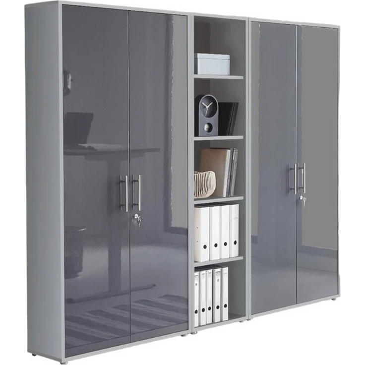 BMG Möbel Aktenschrank Büromöbel Office Edition 10 (Aktenschrank Regal Set, besteht aus 2x Aktenschrank und 1x Regal) mit viel Stauraum, abschließbar – Bild 5