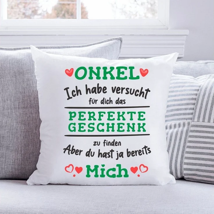 GRAVURZEILE Zierkissen mit Spruch - Das Perfekte Geschenk - Für Familie & Freunde -, starke Farben ohne verblassen - Onkel - ohne Füllung – Bild 2