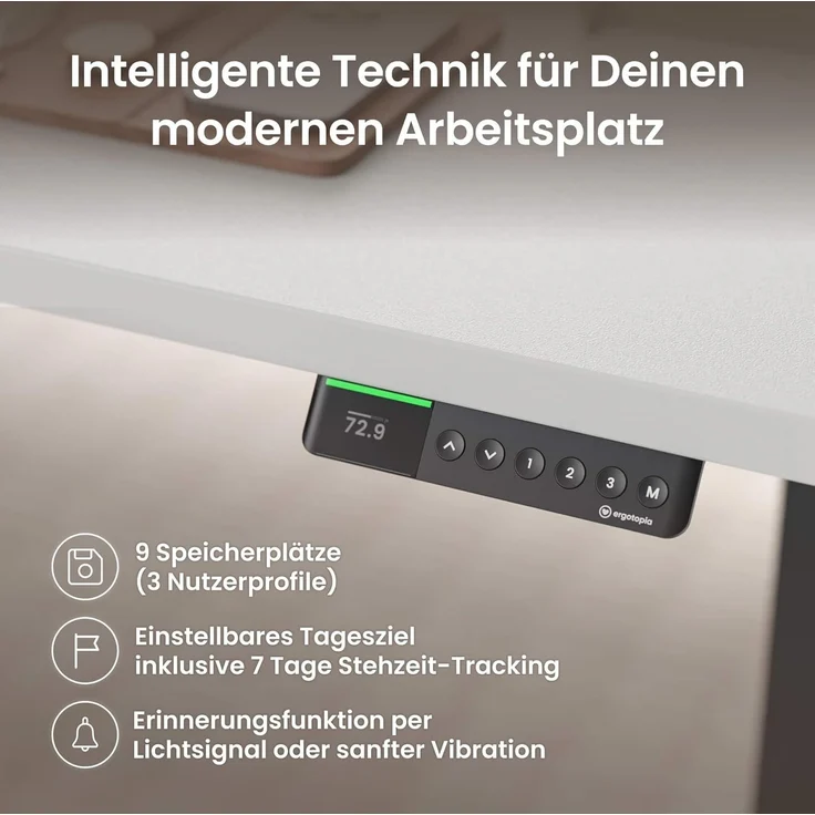 Desktopia Pro X - Elektrisch höhenverstellbarer Schreibtisch / Ergonomischer Tisch mit Memory-Funktion, Grau, Gestell Weiß, 180x80 cm – Bild 6