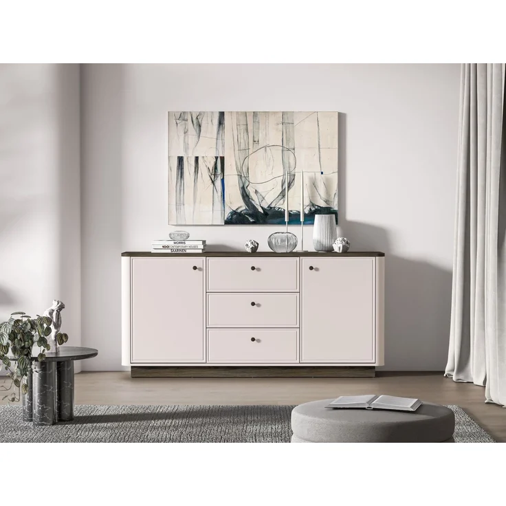 Selsey 'Vilavio' Sideboard 2-türig, 3 Schubladen, Kaschmir/Eicheoptik Dunkel, 180 cm – Bild 2