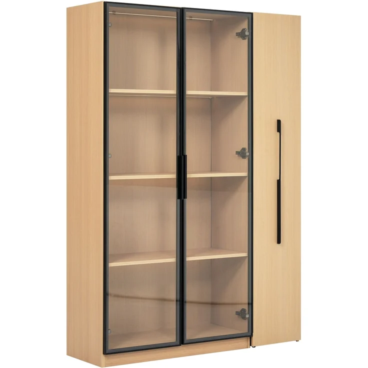 ZUBALIYA Multifunktionsschrank 110,5×35×160cm-Vitrine mit Glastür und LED, Seitenauszug, Rollschrank - Hochschrank im modernen Stil, Vitrine,Esszimmerschrank,Bücherregal, Badezimmerschrä – Bild 9