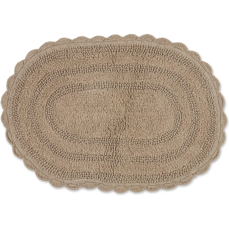 DII Crochet Collection Wende-Badematte, klein, oval, 43x61 cm, Stein.