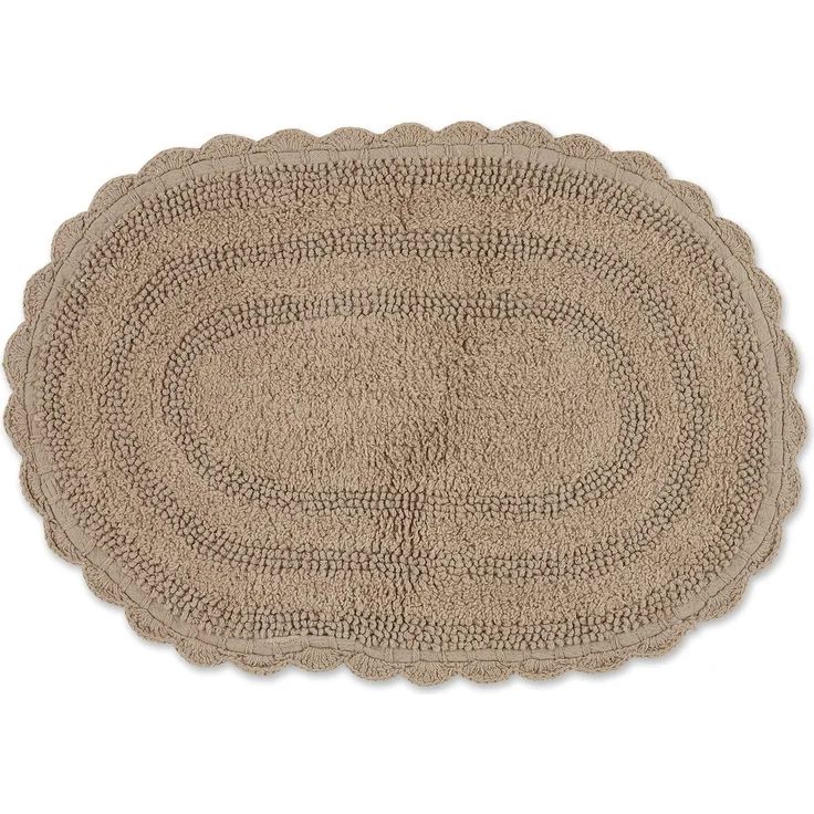 DII Crochet Collection Wende-Badematte, klein, oval, 43x61 cm, Stein.