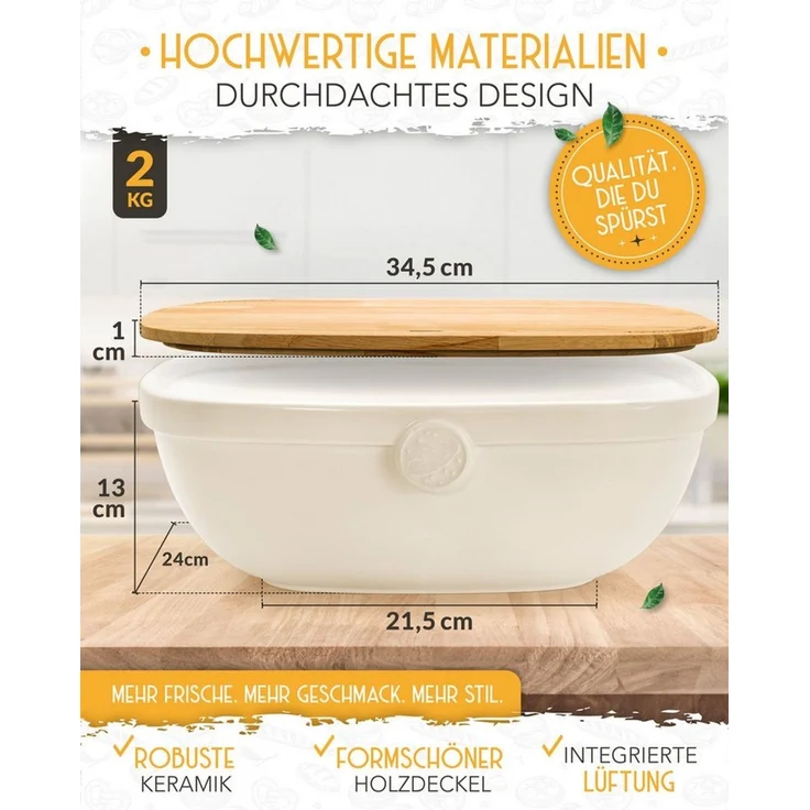 Krustenzauber Brotkasten Moderner Brotkorb & Brotkasten zur Brotaufbewahrung für frisches Brot – Bild 2