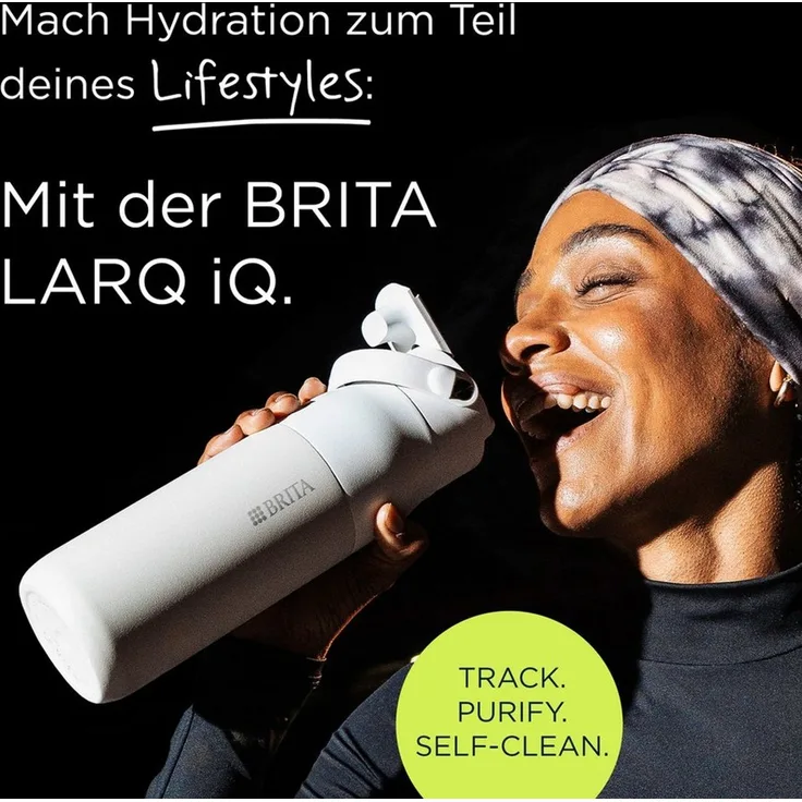 BRITA Trinkflasche BRITA LARQ iQ Digitale Filter Trinkflasche (1000 ml), inkl. Hydration Tracking (App), Aktivkohle Wasserfilter & UV-C