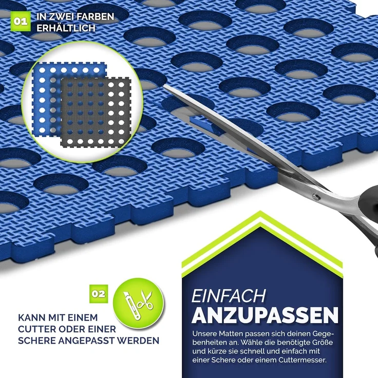tillvex® Pool Bodenschutzmatte mit Löchern 48 Stück Blau | Unterlegmatte für Pool & Planschbecken 51x51 cm | Poolmatte Bodenmatte Outdoor | Poolunterlage Bodenschutz Matten wärmeisolierend | Whirlpool Bodenfolie weich – Bild 5