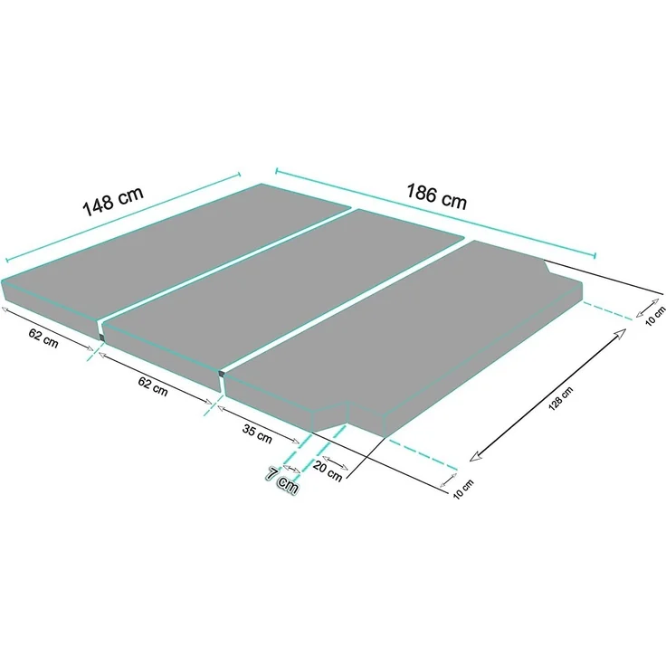 Klappmatratze Universal Visco / Kaltschaum Dibapur® Falt Klapp Matratze VW T5 T6, Dibapur, Für Multivan – Bild 2