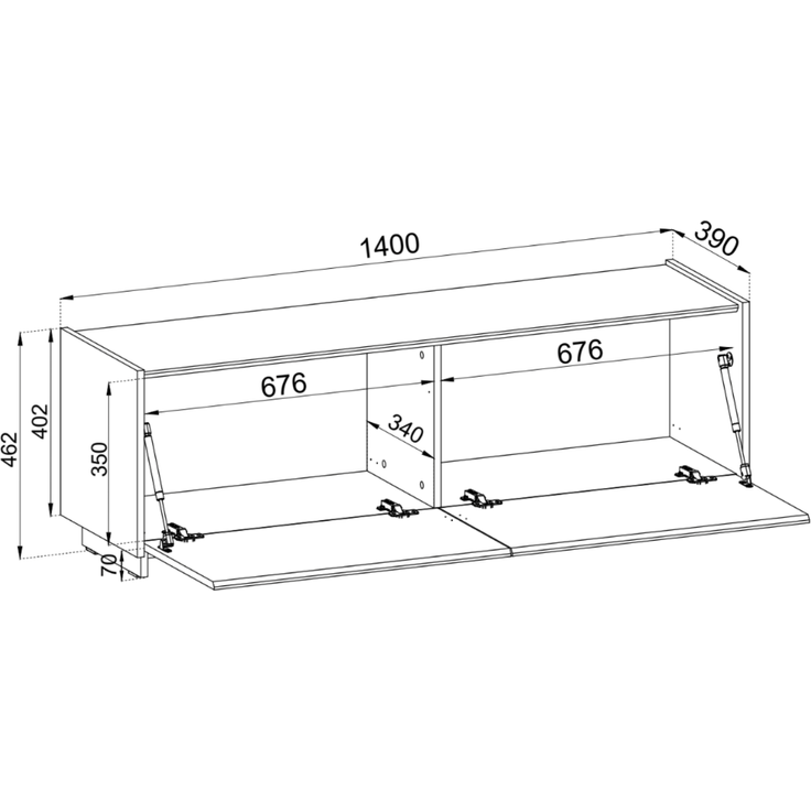 Selsey 'Magro' – TV-Lowboard hängend oder stehend 2-türig, Kaschmirgrau, 140 cm – Bild 5