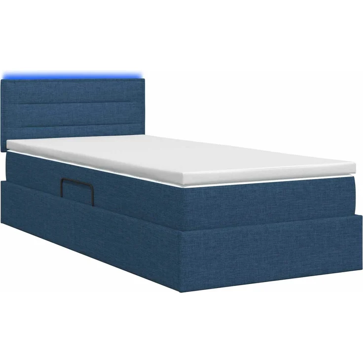 vidaXL LED-Speicherbett mit Matratze Blau 100 x 200 cm Stoff 3458984 – Bild 9