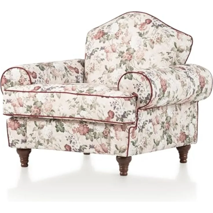 Sessel Elita in creme Landhaus Blumen 110 cm