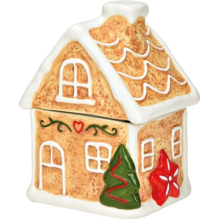 matches21 HOME & HOBBY Vorratsdose Keramik-Dose als Weihnachten Lebkuchenhaus Keksdose 12 x 16 cm, Keramik, (1-tlg), Eckige Aufbewahrungsdose als bunte Plätzchendose Gebäckdose – Bild 3