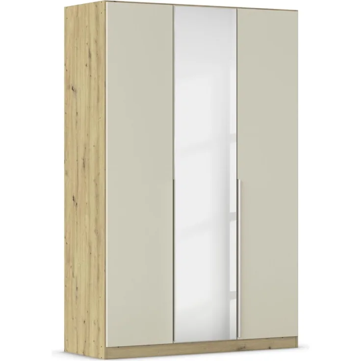 Rauch Möbel Alabama, Kleiderschrank für Schlafzimmer, Kinderzimmer, Wohnzimmer, Garderobe, Flur, 3-türig, Spiegel mit Zubehör Basic, Farbe Beige/Eiche Artisan. Holz, Breite 136 cm
