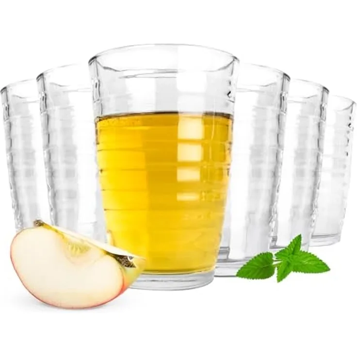 6 Trinkgläser 320 ml mit Struktur Saftgläser Cocktailgläser Longdrinkgläser