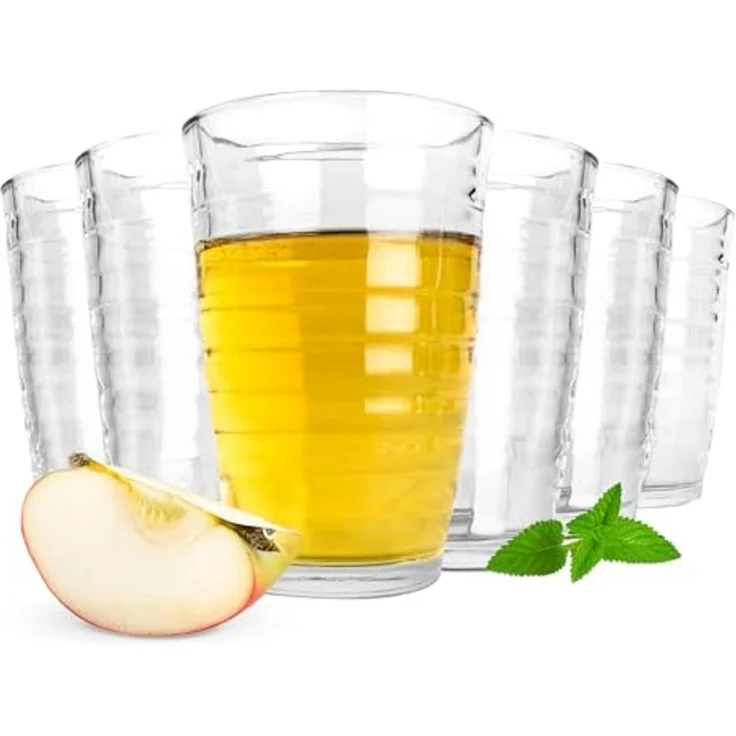 6 Trinkgläser 320 ml mit Struktur Saftgläser Cocktailgläser Longdrinkgläser – Bild 1