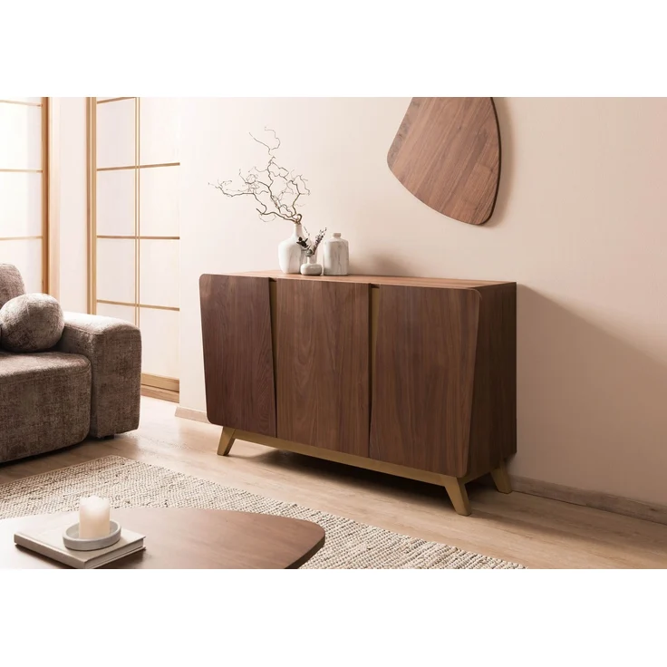 Sideboard Nussbaum-Echtholzfurnier 150 x 45 x 85 braun lackiert BUTTERFLY #108 – Bild 3