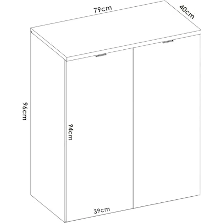 Dmora - 2-türiger Mehrzweckschrank Gaviola, multifunktionaler niedriger Schrank, Schuhschrank, 79 x 40 x 96 cm, Weiß und Eiche – Bild 3