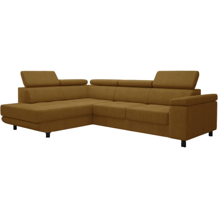 thematys Ecksofa LUNA L 250 x 183 cm, mit Schlaffunktion, mit Bettkasten, mit verstellbaren Kopfstützen, Senfgelb (Poso 01), Ausrichtung Links – Bild 2