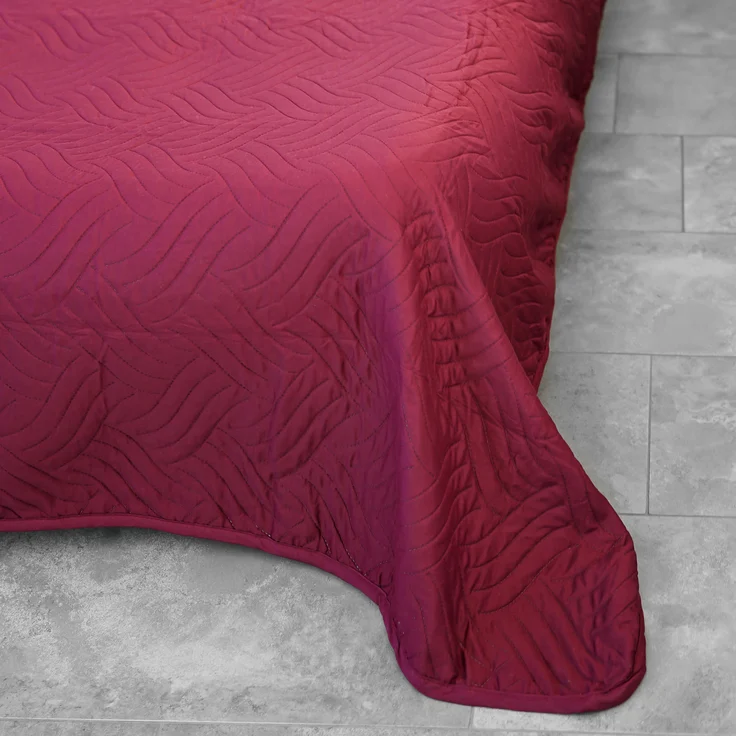 Elegante einfarbige Tagesdecken, Sofaüberwurf 240x220 cm aus 100% Polyester Bordeaux – Bild 3