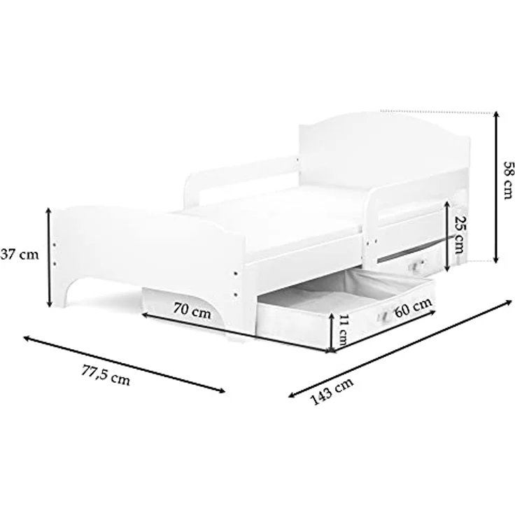 SMART Kinderbett aus Holz - Feuerwehr - Einzelbett mit Schubladen und Matratze (140/70 cm) – Bild 4