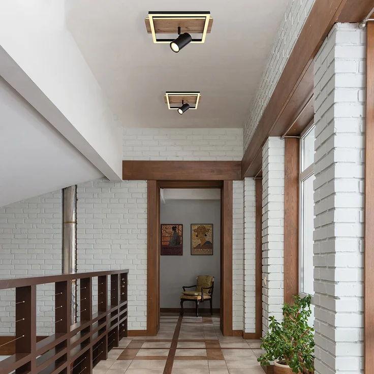 LED Deckenleuchte, Holzoptik, Hintergrundbeleuchtung – Bild 6