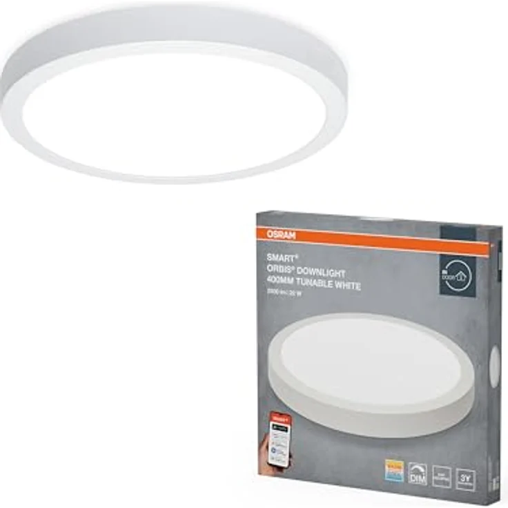 Osram SMART+ Matter Orbis LED-Downlight, rund 400mm, 22W, 1800lm, Tunable White 3000–6500K, WiFi Steuerung, Aluminium weiß – Bild 5