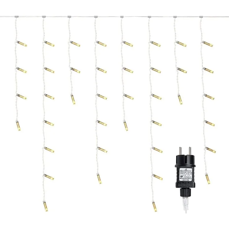 Gresonic 600er LED 15m+10m lang Eisregen Lichterkette Lichtervorhang Eiszapfen Außen Innen Deko Strombetrieben[Energieklasse A+] (600LED 15m, Warmweiß)