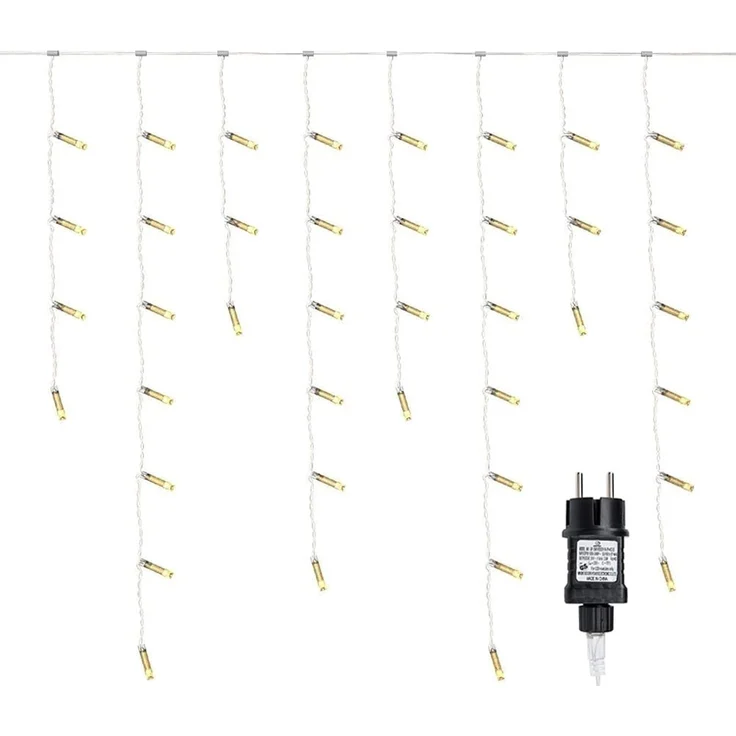 Gresonic 600er LED 15m+10m lang Eisregen Lichterkette Lichtervorhang Eiszapfen Außen Innen Deko Strombetrieben[Energieklasse A+] (600LED 15m, Warmweiß) – Bild 1