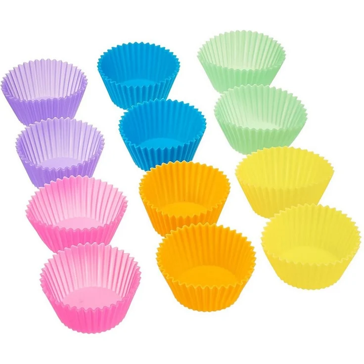 TUWENA Silikonform Wiederverwendbare Muffinformen aus hochwertigem Silikon Cupcake, (12-tlg), Antihaftwirkung – Bild 3