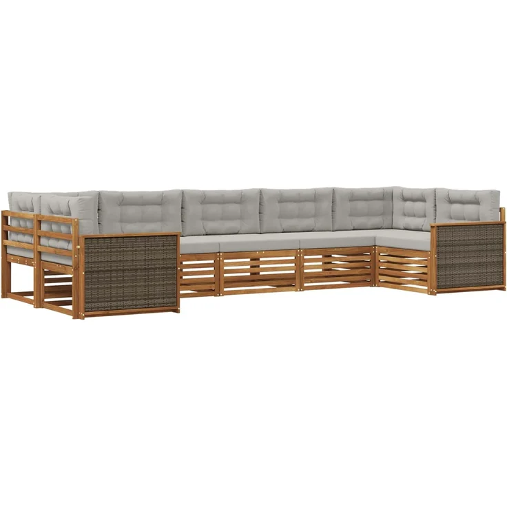 vidaXL Outdoor-Sofagarnitur 7 stk. 7-Sitzer Natur und Hellgrau 3383799 – Bild 2