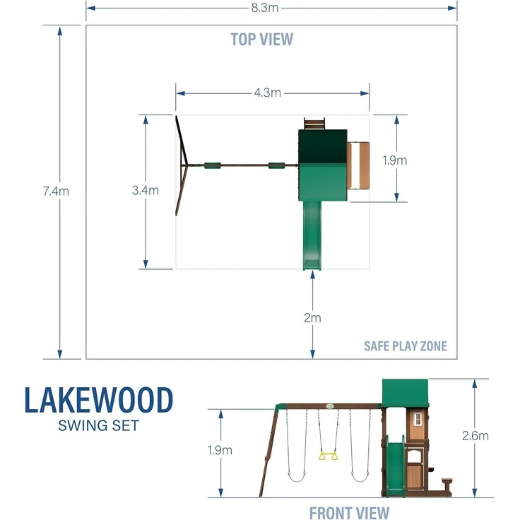 Backyard Discovery Lakewood Spielturm aus Holz XXL Spielhaus für Kinder mit Rutsche, Schaukel, Trapez & Picknicktisch | Braun, grün | Holz | 430.00 cm – Bild 8