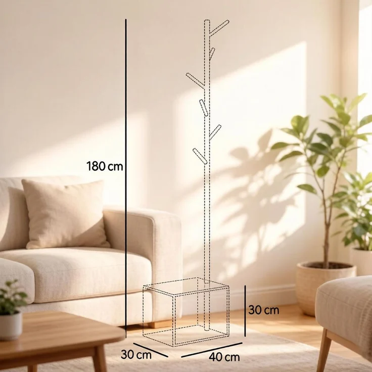 Lagereinheit für Coat Rack,Zeitgenössischer Stil Mantelhalter,Mantelhalter mit Rechteckiger Bank,Schlafzimmer Mantelhalter(nur mit Mantel Rack)--Weiß--40x30x180cm--YOUDENOVA – Bild 9