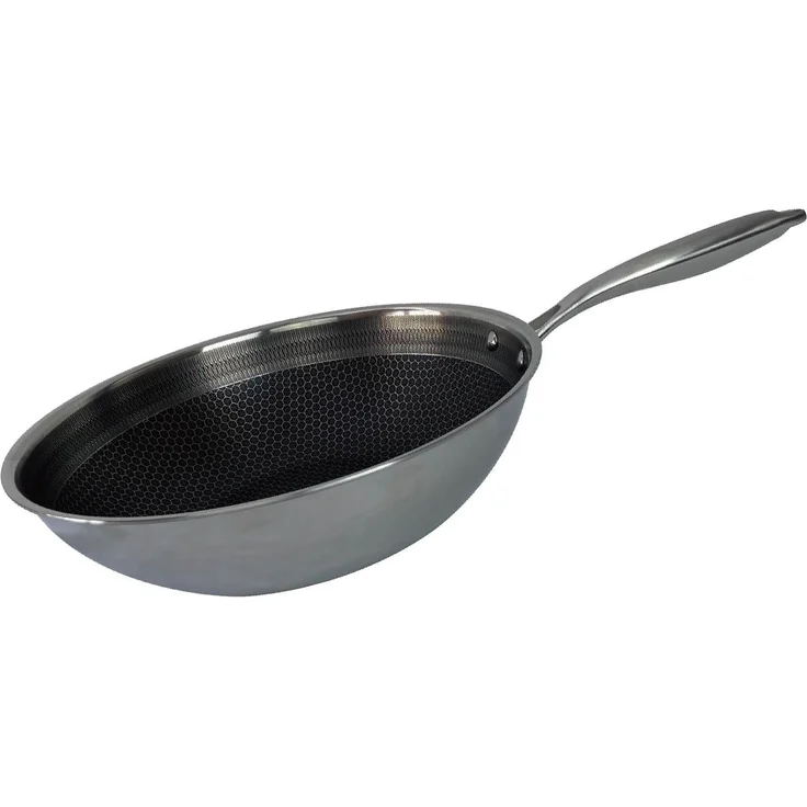 Wok Pfanne Edelstahl Wabenstruktur Ø32cm Induktion Anti Haft Kratzfest – Bild 5