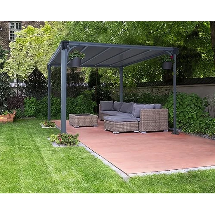 Palram - Canopia 'Milano 3000' Aluminium Pavillon, Anthrazit, 308 x 308 x 221 cm – Bild 4