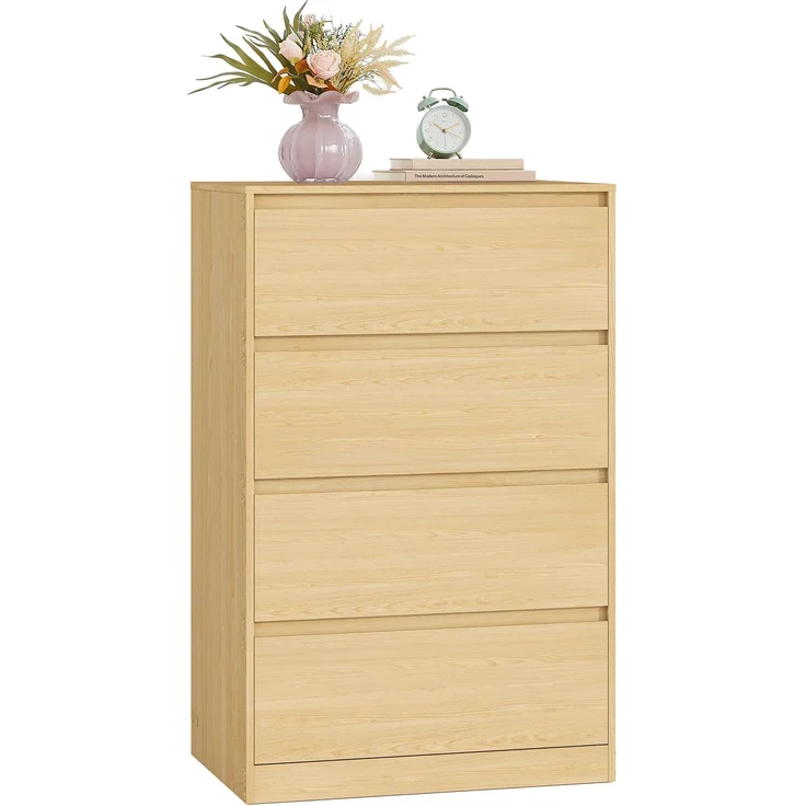 VASAGLE Kommode mit 4 Schubladen, Kommodenschrank, Schubladenschrank, Wäschekommode, für Schlafzimmer, 40 x 60 x 97,4 cm, Modern Kailyn Kollektion, mandelgelb LTS614YJ01