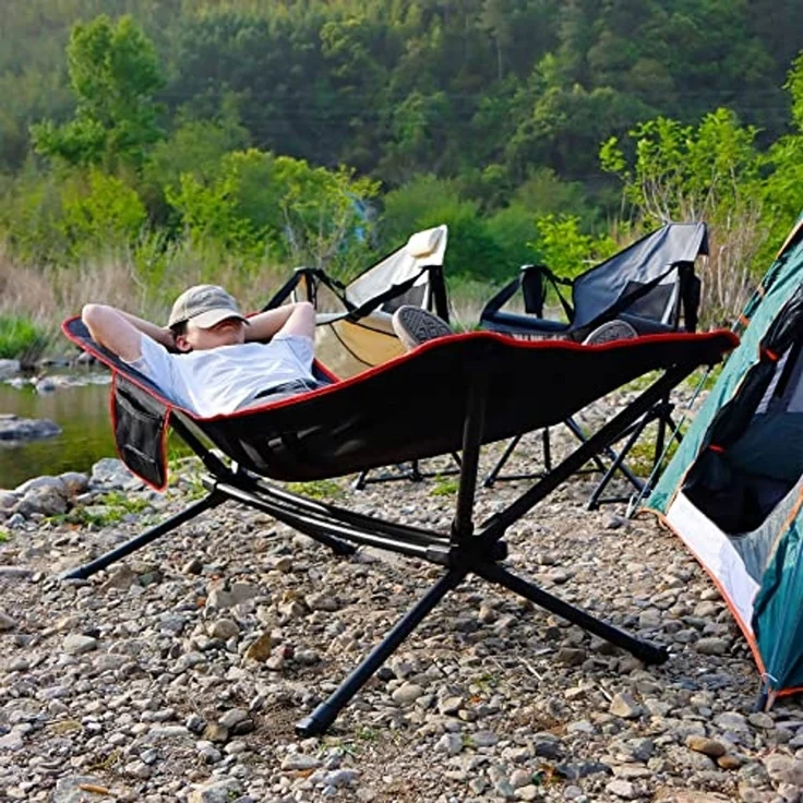 CCLIFE Camping Hängematte mit Gestell Outdoor 4,5kg leicht, 200KG Tragkraft, ultraleichte mit Tragetasche – Bild 3