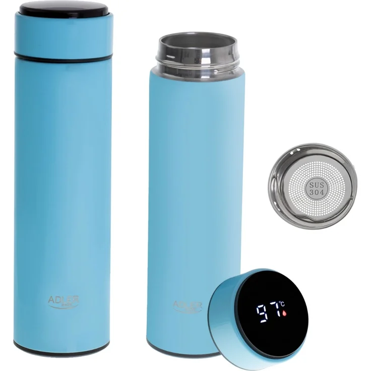 Adler AD 4506 Edelstahl Trinkflasche 473 ml mit Vakuumisolierung und Sensor Blau – Bild 2