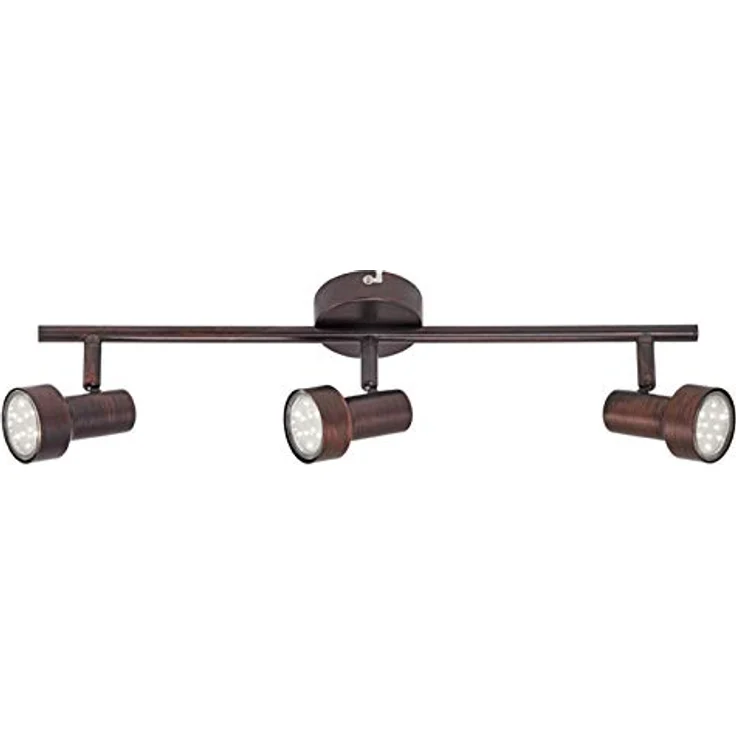 Briloner Leuchten LED Deckenleuchte, 3-flammiger Deckenstrahler mit dreh- und schwenkbaren Spots, GU10, inkl. 3x3W, Kupfer-Antik, 48x12 cm – Bild 1