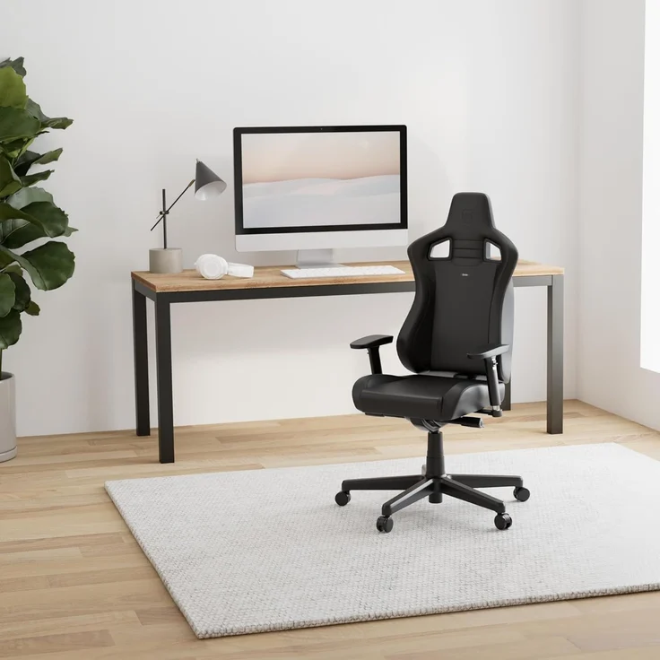 noblechairs Epic Compact Gaming Stuhl, Bürostuhl Ergonomisch, Schreibtisch Stuhl, Kopf- und Lendenstütze, PU-Leder, Entwickelt für Nutzer bis 120 kg und 1,7 Meter Hoch (Schwarz/Carbon) – Bild 2