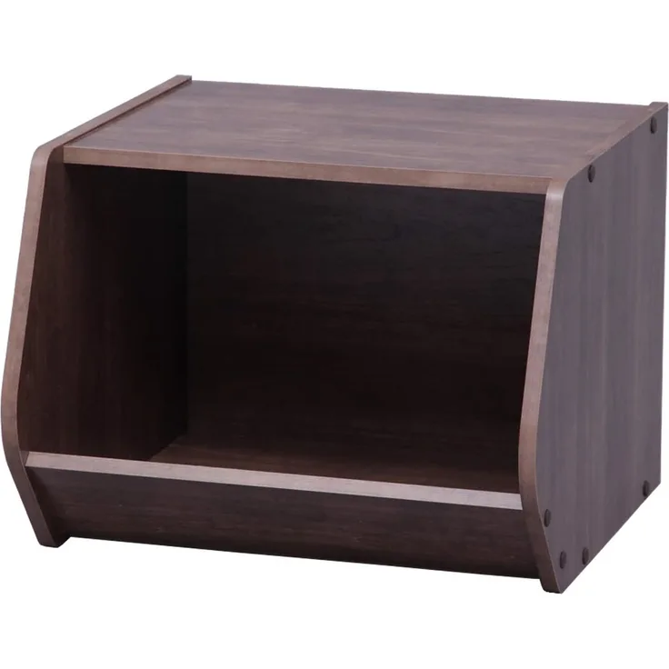 Iris Ohyama, Regal, AufbewahrungsBoxen aus Holz, Beistellmöbel, Multifunktional, Stapelbar, Design, Büro, Schlafzimmer, Wohnzimmer - Stack Box STB-400 - Braun
