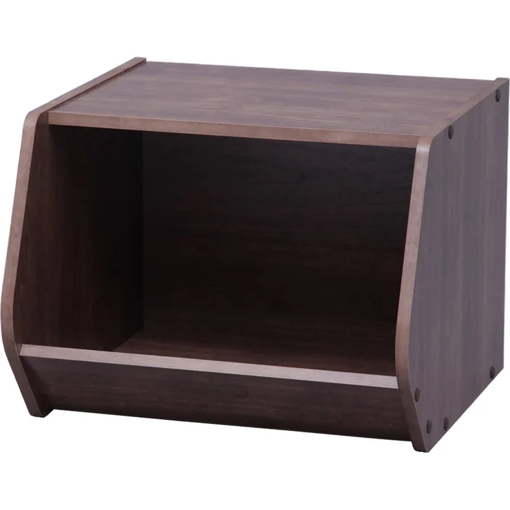 Iris Ohyama, Regal, AufbewahrungsBoxen aus Holz, Beistellmöbel, Multifunktional, Stapelbar, Design, Büro, Schlafzimmer, Wohnzimmer - Stack Box STB-400 - Braun