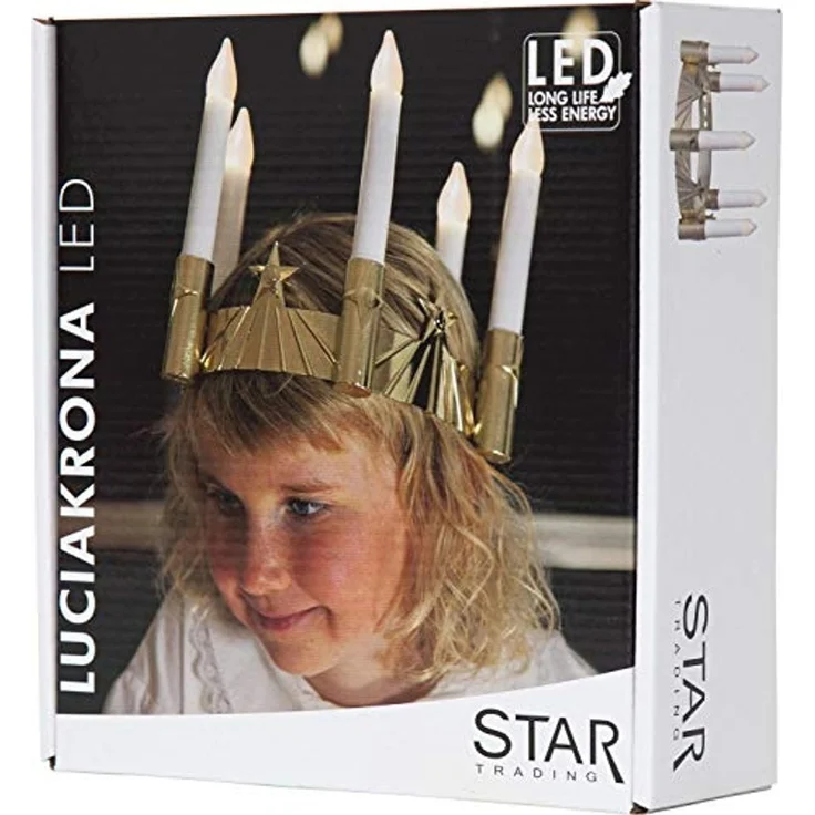 LED "Luciakrone", 5fl, gold/weiss, Batterie – Bild 4