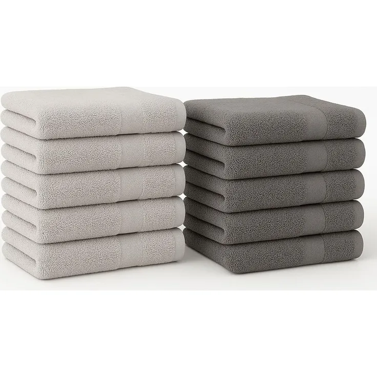 Betz Gästehandtuch 10 Stück Gästehandtücher Premium Farbe silbergrau und anthrazit, 100% Baumwolle (Set, 10-St)
